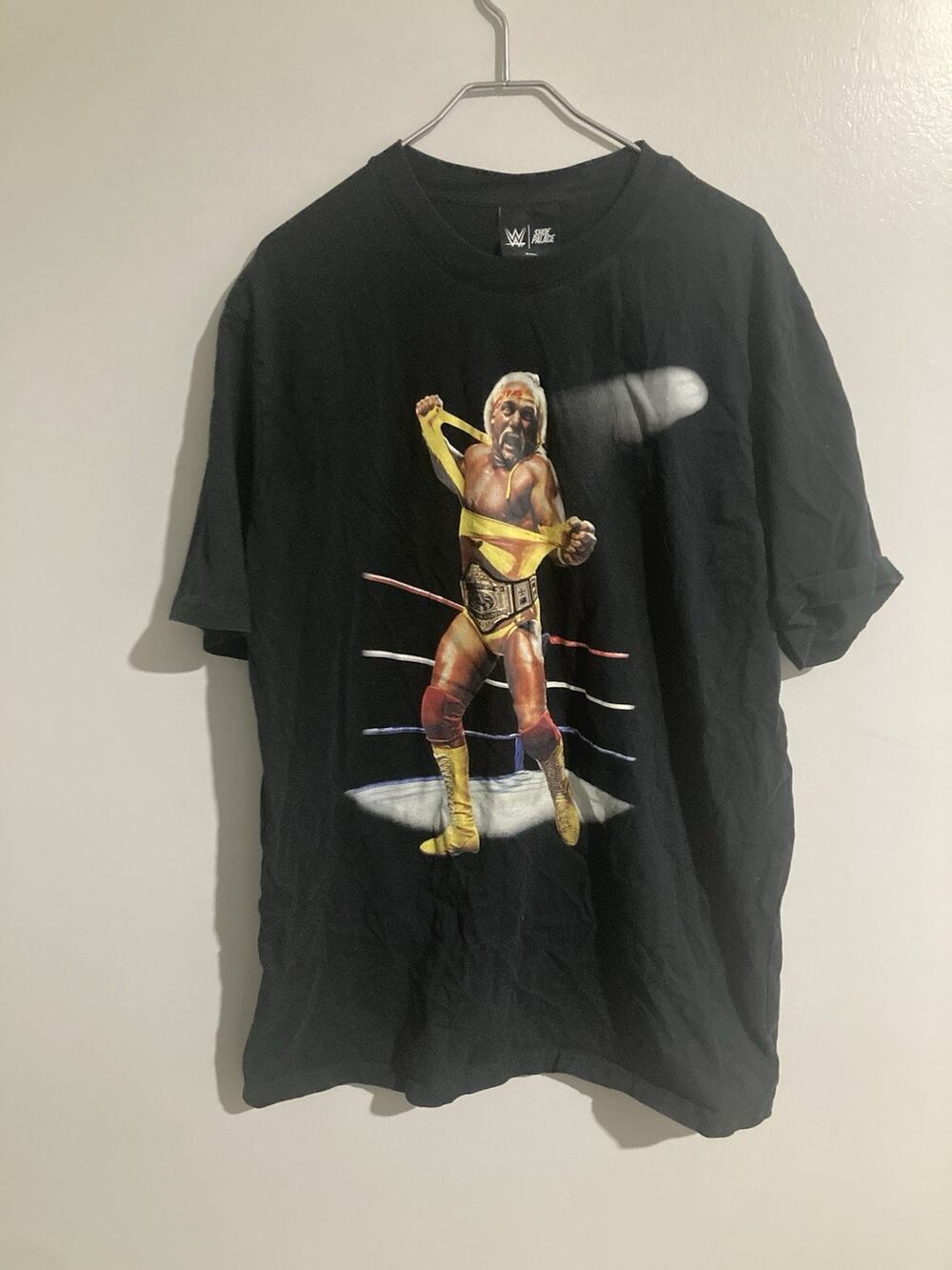 WWE Hulk Hogan T-shirt Sz XXL WWF Hulkamania Wrestling Black Tee Shoe Palace